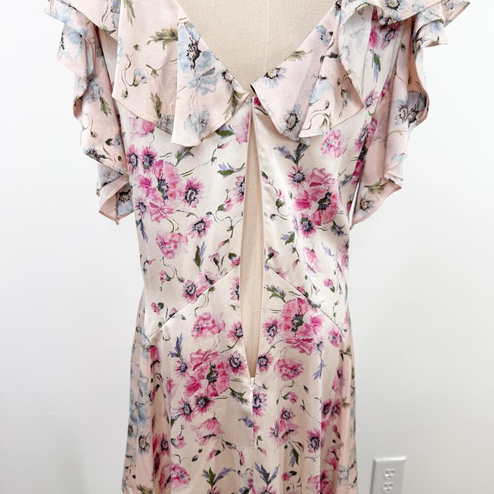 LoveShackFancy Frankie Dress Cream Silk Floral Ruffle Cottage Core Boho Size 6 - Picture 8 of 16